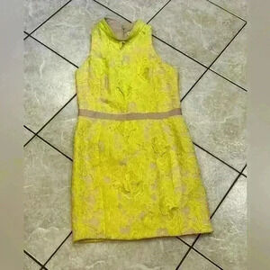 English Factory Bright Yellow Lace Sleeveless Dress Size Medium